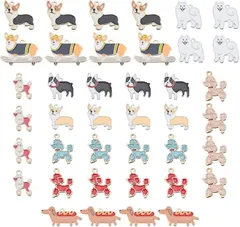 PH PandaHall 40個 犬のチャーム 10種 エナメル ペンダント かわいい コーギー ダックスフンド サモエド カン付き 混合 ハンドメイド アクセサリーパーツ DIY 飾り イヤリングパーツ ピアスパーツ DIYジュエリー(犬)