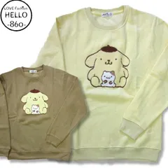 サンリオ ポムポムプリン アメカジ メンズ 長袖 トレーナー 裏起毛 サガラ刺繍 プリン マフィン 柄 /bia001
