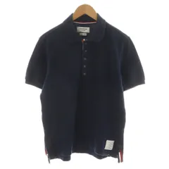 トムブラウン THOM BROWNE トリコロール ポロシャツ 半袖 コットン 3 紺 ネイビー /AN31のサムネイル