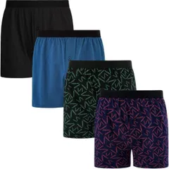 【INNERSY】ニットトランクス 4枚セット　下着 綿　ボタン付き 前開き　吸汗速乾・抗菌防臭・通気性 R9 Mサイズ R1068