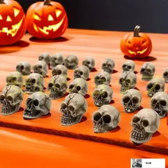 40個、ミニスカル、小さなスカルヘッドフラワーポット装飾リアルなスカルクラフトハロウィンガーデン装飾盆栽ヤード装飾、ホームオフィスルーム装飾誕生日ハロウィン、ホーム装飾中庭芝生ポルチコ装飾、ハロウィンルーム装飾ゴス