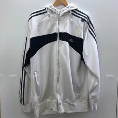 adidas CLIMA WARM アディダス トラックジャケット ジャージ フード フリースライナー スリーライン オーバーサイズ ビンテージ 90-00's インドネシア製 メンズ L ホワイト