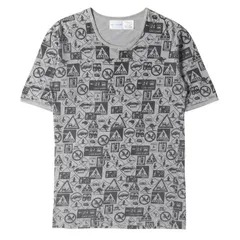 COMME des GARCONS コムデギャルソン Tシャツ サイズ:M 標識グラフィックプリント クルーネック Tシャツ SHIRT 総柄 グレー トップス カットソー 半袖 ブランド カジュアルのサムネイル