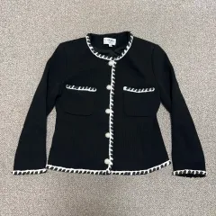 売り切り価格p59 CHANEL ストライプ柄 テーラードジャケット 34