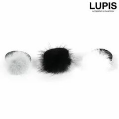 ヘアゴム ヘアアクセサリー ファー ワンポイント ワイドヘアゴム しっかり ブラック ホワイト グレー ルピス v0179