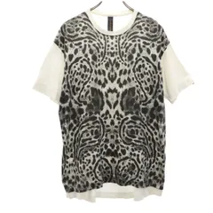 ミハラヤスヒロ 日本製 ヒョウ柄 半袖 Tシャツ 44 白×黒 MIHARA YASUHIRO メンズ 古着 【240321】 メール便可