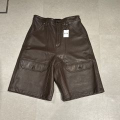 CCU シーシーユー 24AW Leather WORK SHORTS レザーハーフパンツ PT-10-C-GOAT-3 ブラウン size:2【表参道A07】