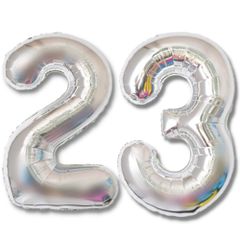 【人気商品】大きい シルバー 誕生日 数字 飾り付け バルーン ナンバー アルミ風船 23歳 40インチ Kissa (23 La シルバー)