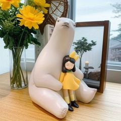 オブジェ 置物 白熊と女の子 可愛い インテリア リビング ダイニング 玄関 寝室 装飾 オーナメント 樹脂 プレゼント ギフト オシャレ 癒しグッズ 棚装飾 室内インテリア