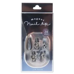 【メール便】コスメ雑貨 マグネットネイルチップ バレリーナ ジェムブラック クーリア ネイルアート 付け爪 おしゃれ グッズ 