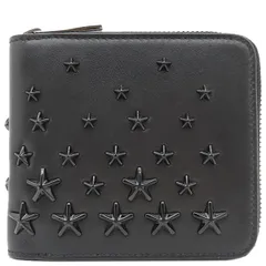 ジミーチュウ JIMMY CHOO 二つ折り財布 ローレンス ラウンドファスナー レザー ブラック シルバー金具 黒 LAWRENCE  【箱】【中古】のサムネイル