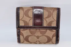 COACH コーチ レディース 二つ折り財布 シグネチャー 茶色 パスケース付き