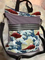 和柄　縁起もの　酒屋前掛け風富士山トートバッグ