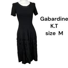 □ 美品 Gabardine K.T ギャバジンケーティー ワンピース 半袖 ロング 黒 サイズ9 レディース S5T014