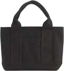 Lelotte 母の日 トートバッグ ミニ 仕切りバッグ キャンバス ミニトートバッグ レディース 小さめ ランチバッグ 通勤 通学( ブラック)