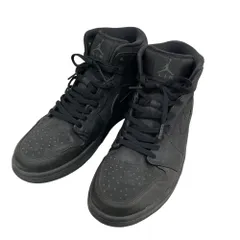 美品 NIKE ナイキ AIR JORDAN 1 MID TRIPLE BLACK 2014 スニーカー 554724-011 サイズUS9.5 27.5cm ブラック メンズ 古着 中古 USED