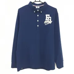 【超美品】フィラゴルフ 長袖ポロシャツ ネイビー×白 ロゴ刺しゅう ボタンダウン 微起毛素材 メンズ LL ゴルフウェア FILA GOLF