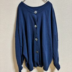 FRAMeWORK コットン カーディガン 丸首 ネイビー