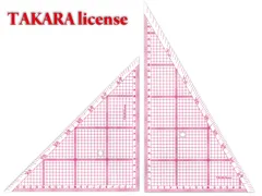 タカラ 方眼三角定規 レイアウト用 30cm × 2mm セット 三角定規 方眼目盛付 勾配定規 分度器 製図 セット