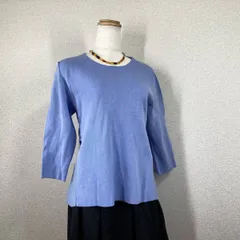 【自由区】ニット　セーター　スカイブルー　38　M　コットンアセテート バックフレア フェミニン ミラノリブ Y2K　フェアリーグランジ