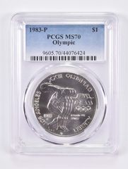 MS70 1983-P オリンピックディスク記念銀貨 PCGS