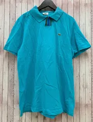 ラコステ LACOSTE 日本製 ポロシャツ 半袖 ライン ワッペン 4 水色 MK284
