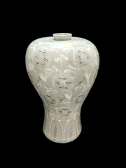 高麗時代 青磁象嵌『蓮花文』 梅瓶 大型飾壺 高さ30.5cm 花器