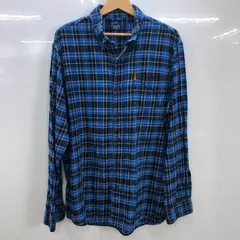 CHAPS/チャップス ネルシャツ チェック柄 総柄 長袖 シャツ ボタンダウン ワンポイントロゴ オーバーサイズ ビッグシルエット インド製 メンズ  XL　ブルー