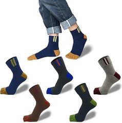 [XKAOPUTE] 五本指 ソックス メンズ 綿 ショートソックス スポーツ ランニング 吸汗 速乾 5本指靴下 フットカバー くるぶし丈 クルー丈 5足5色セット 25~28.0cm