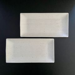 【ペア焼物皿】美濃焼　焼物皿　長角皿　志野粉引