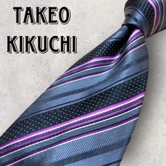 TAKEO KIKUCHI タケオ キクチ ストライプ柄 ネクタイ ブラック