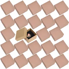 ルボナリエ ラッピング 箱 ギフトボックス アクセサリーボックス ?箱 リボンタイ アクセサリー ボックス ピアス 紙箱 ギフト 指輪 (ブラウン 5×5×3? 24個) [ブラウン, 5×5×3?, 24個]