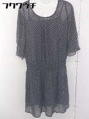 ◇ ◎ Simplicite シンプリシテェ 総柄 七分袖 膝下丈 ワンピース ブラック レディース  【1109280006050】