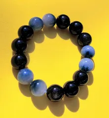 ラビットヘアルチル & ゴールデンブラックオブシディアン 天然石ブレスレット　パワーストーン