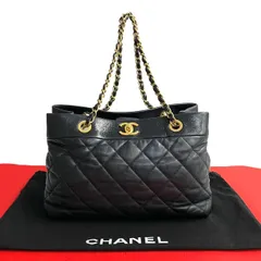 極 美品 袋付 シール有 18番台 CHANEL シャネル マトラッセ ココマーク ラムスキン チェーン トートバッグ ハンドバッグ ブラック 27943