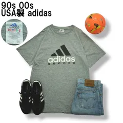 90s 00s ヴィンテージ USA製 アディダス adidas パフォーマンス ロゴ プリント サッカー Tシャツ クルーネック カットソー M グレー ストリート メンズ