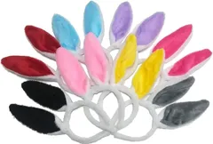 Cicogna うさ耳 カチューシャ ウサギ カラフル バニーガール コスプレ コスチューム ピンク+ブルー+イエロー+パープル+ローズ+ブラック+レッド+グレー( 8色セット(ピンク+ブルー+イエロー+パープ,  Free Size)