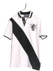 【お得なクーポン配布中!】 ポロ ラルフローレン 半袖 ポロシャツ メンズ M 古着 ラガーシャツ タイプ ラグビーシャツ 半袖シャツ コットン モノトーン ワンポイント