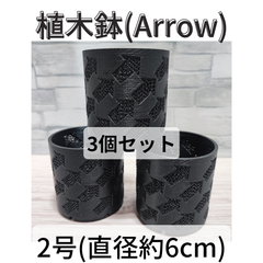 【No.001-2】メッシュ 植木鉢（Arrow）2号鉢_マットブラック