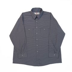 【美品】G&K SERVICES 長袖 ワークシャツ チェックシャツ グレー×ブルー 2XL 90s 00s B202507