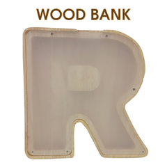 WOOD BANK イニシャル『R』【木製バンク】【イニシャル】/貯金箱/インテリア(ギフトにも最適)