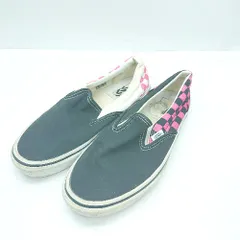 ◇ Θ VANS ヴァンズ ブロックチェック BILLYSコラボ スリッポン サイズ26.5 ブラック ピンク系 メンズ レディース E  【1411210005157】