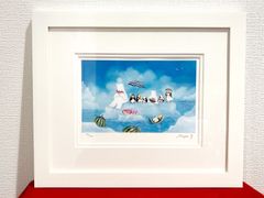 【na-00081】横山真弥　しろくまラルゴの夏の思い出　リトグラフ　シルクスクリーン　版画　現代アート　インテリア　美術品　絵画　アート