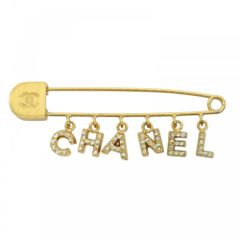 シャネル ブローチ レディース ピンブローチ ロゴ スイング ヴィンテージ アクセサリー ファッションアイテム 小物 CHANEL GP  ラインストーン   011P ゴールド 約5.3g 2001年【中古品】