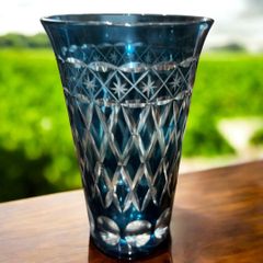希少　上海硝子　ネイビー　切子ペアグラス　中』　ビール・ハイボール・焼酎などにいかがですか？