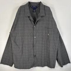 古着 ポロ・ラルフローレン POLO RALPH LAUREN 長袖シャツ ロゴ 刺繍 パジャマシャツ オープンカラー L  グレー チェック メンズ