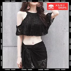 セクシー 水着 レディース レース 水着セット パレオ付き 蝶々柄 タンキニ 3点セット 大人可愛い スイムウェア 体型カバー ハイネックオフショル水着 海外 リゾート お洒落 ハイウエスト水着 セパレート水着 フリル ビキニ CH90CANLEI-001