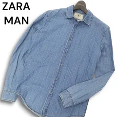 ZARA MAN ザラ マン 通年★ドット柄 スリムフィット 長袖 デニムシャツ Sz.M メンズ