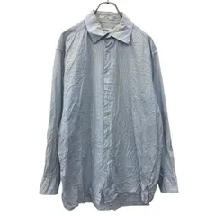 Calvin Klein 長袖 ストライプシャツ 33 ライトブルー カルバンクライン ボタン コットン100% シンプルシャツ 春物 a710-5565のサムネイル