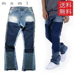 【送料無料】mnml B118 デニム パンツ フレアカット ブーツカット ブルー 青 FLARE WORK DENIM Blue ミニマル